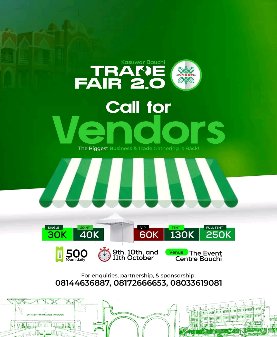 Kasuwar Bauchi Trade Fair Vendors Stall  & Tickets