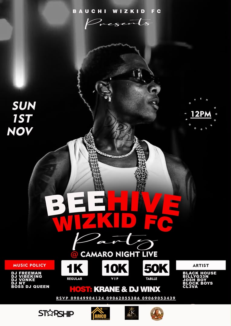 Beehive Wizkid FC Party